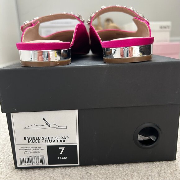 Banana Republic Fuchsia Embellished Strap Mule Flats – Size 7 - Picture 3 of 5